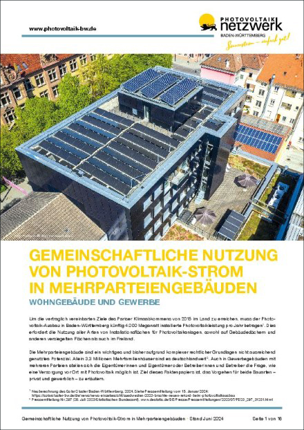 KEA Faktenblatt zu Photovoltaik auf Mehrparteienhäusern und Gewerbegebäuden