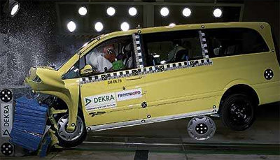 Crash-Test, Nutzfahrzeug, Transporter, Großraumfahrzeug, Nutzfahrzeuge, Firmenauto, Frontalaufprall, Seitenaufprall, Großraumfahrzeuge, EURO-NCAP, Dekra