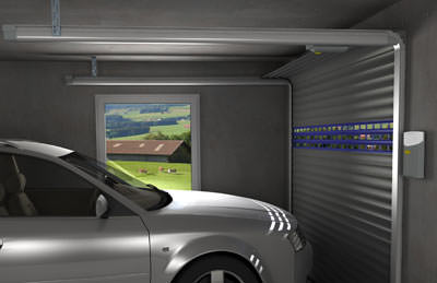 Gecco: Deckenlauftor mit "eingebautem" Motor | Torpanzer für Fertiggaragen