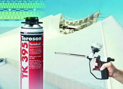 Flachdachd�mmung, PU-Kleber, W�rmed�mmstoff, Flachdach, selbstsch�umender D�mmstoffkleber, PF-Hartschaumplatten, verklebte Hartschaumplatte, Terotech-Schaumpistole