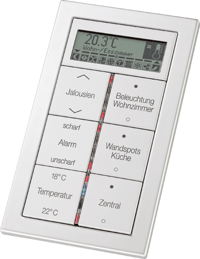 Tasten, Geb�udebus, KNX-Raumcontroller, Hausautomation, Busankoppler, Unterputz-Dose, Grafik-Display, Einzelraumregelung, Temperatursteuerung