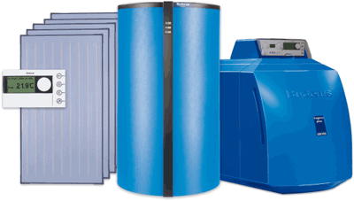 Buderus Einheizpr�mie, Geschenk, Brennwertheizung, Brennwert/Solar-System, Heiztechnik, regenerative Energien, Geschenke, �l-Brennwert-Gussheizkessel, Sonnenkollektoren, Solar-Kombispeicher