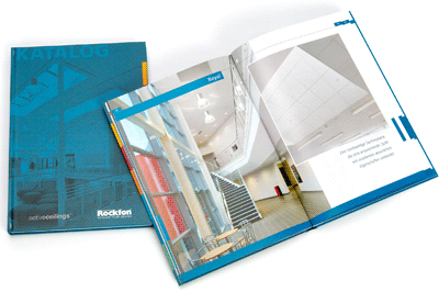 Rockfon-Katalog über Deckendesign, Akustik, Brandschutz und Hygiene