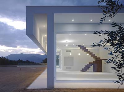 Villa Toskana, WDVS, Architektur, Fassadend�mmsystem, Einfamilienhaus, kubischer Bauk�rper, Flachdach, Vordach
