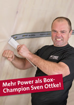Selbst Testimonial und Boxer Sven Ottke scheint an der Difunorm PowerGrip zu verzweifeln