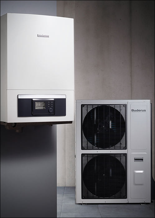 Neue Luft-Wasser-Wärmepumpe von Buderus: u.a. hohe Vorlauftemperaturen, flexibel beim Kältemittel