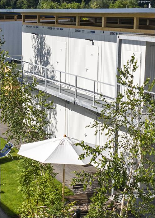 Neu entwickelte Wohnmodule von Algeco mit eigener Nasszelle im Europa-Park in Rust