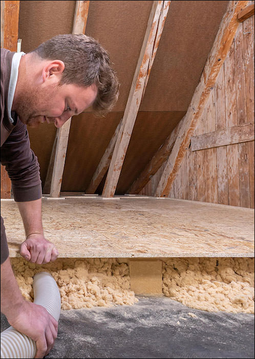Stampio: Einstoffliche Dämmung der obersten Geschossdecke à la Gutex