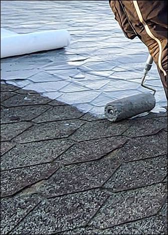 Mit Bitumenschindeln gedecktes Satteldach(!) mit PMMA-Flüssigabdichtung ertüchtigt