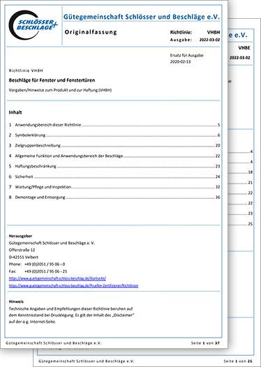 Richtlinien „Beschläge für Fenster und Fenstertüren“ überarbeitet