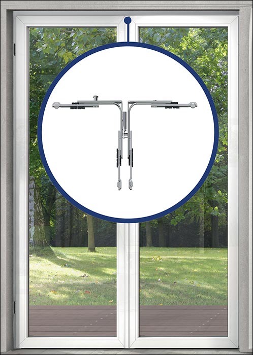 Einbruchschutz à la Winkhaus an mehrflügeligen Fenstertüren mit neuer Stulpeckumlenkung