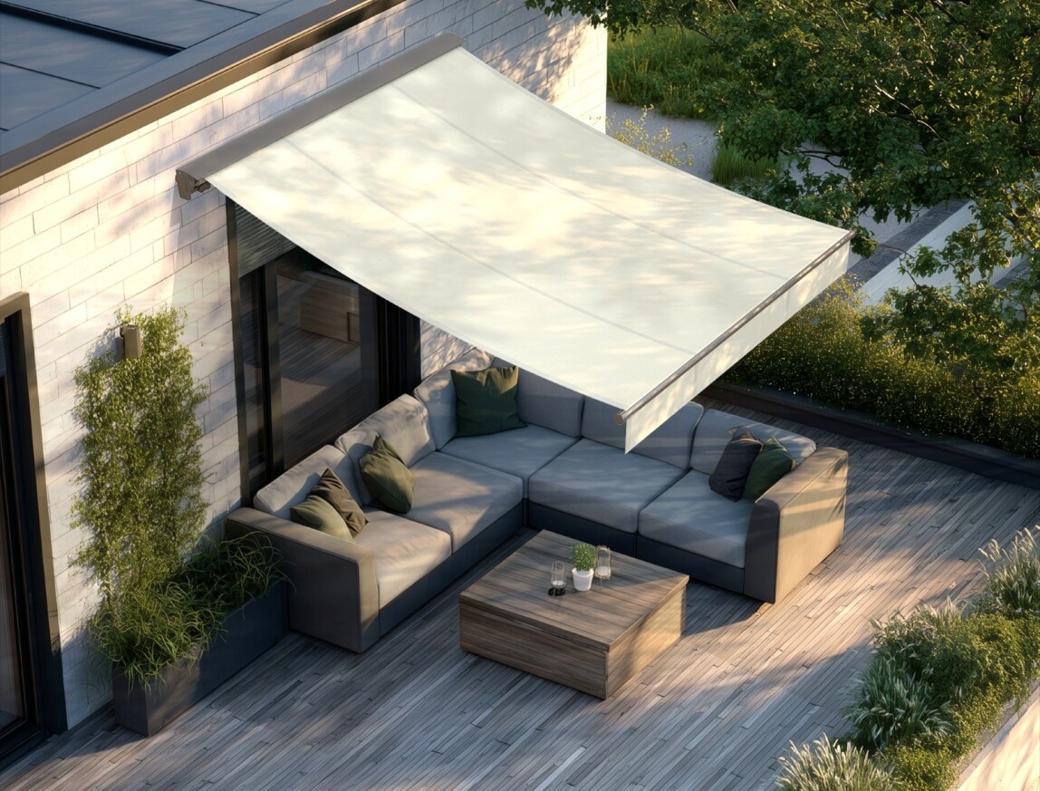 Markise Topas II MiniMax ausgefahren über der Terrasse