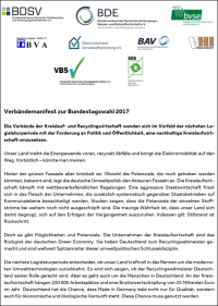 Verbändemanifest: „Der Motor der Kreislaufwirtschaft stottert“