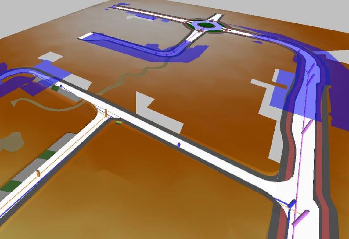 Wasserspiegelsimulation mit potenziellen Überflutungen