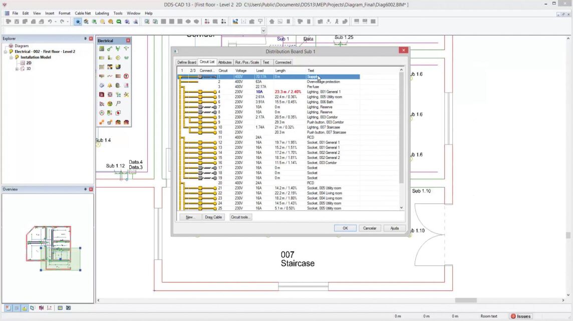 Verbesserungen der DDS-CAD-Stromkreisliste machen diese flexibler, übersichtlicher und informativer.