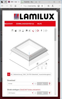 Produktkonfigurator für Tageslichtsysteme von Lamilux mit u.a. BIM-/IFC-Datenexport