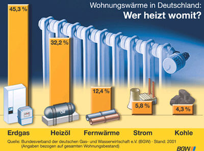 Erdgasheizung: Fast jeder Zweite heizt mit Erdgas