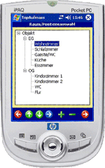 Aufmaß, mobiles Aufmass, Pocket-PC, Malerbetrieb, Maler, Handwerker, Architekten, Aufmaßblock, Maler, Laser-Distanzmessgerät, Aufmaßerfassung, Entfernungsmesser, Messgerät