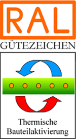 Logo Gütezeichen Thermische Bauteilaktivierung / Betonkernaktivierung für Betondecken, Betonwände