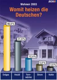 Heizenergiestatistik 2003: Neuer Rekordwert für Erdgas