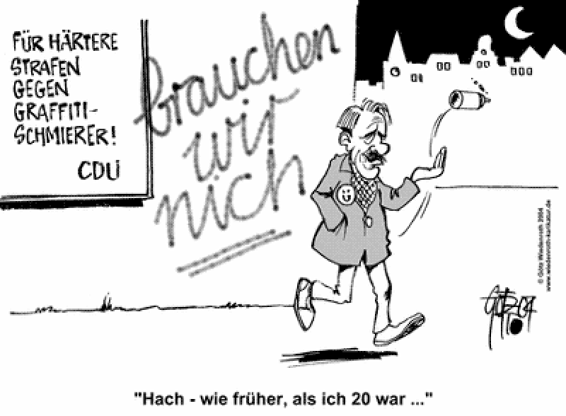 Graffiti, Graffiti-Schmierereien, Sprayer, Schmierereien, Karikatur, Grundeigentümer, Graffities, Bausubstanz