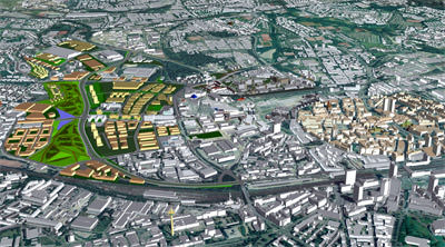 Stadtplanung, Städtebau, GIS-Software, Dachlandschaften, Stadtlandschaften, Liegenschaftskarten, Luftbilder, Fakultät für Geowissenschaften der Ruhr-Universität Bochum, Geographisches Institut