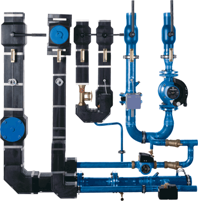 vormontiertes hydraulisches Rohrsystem, Trinkwassererwärmung, Heizungsinstallation, Pumpen, Armaturen, Heizungstechnik, Heizkessel, Nutzungsgrad der Heizungsanlage, Stellglieder, Raumheizung