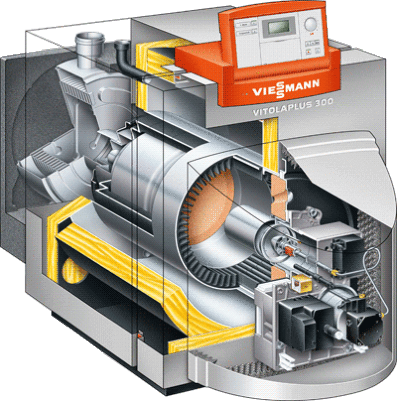 Schnittzeichnung von einem Heizkessel