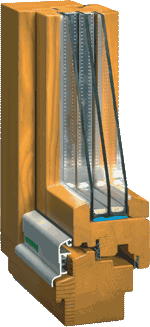 Holzfenster mit 3-fach Verglasung und schlanken Rahmenprofile