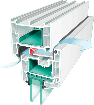 Fensterlüftung mit Pollenschutzfilter, Fenstertechnik, Fenster, Luftaustausch, Fensterprofil, Raumluftfeuchte, Salamander Industrie-Produkte, Fensterprofile, unauffälliges Lüftungssystem, Brügmann Regel-Air, Salamander Air-Controller