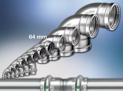 Druckleitung, Rohrleitungen, Kupferrohre, Wasserleitung, Rohrleitungsnetz, 64er Durchmesser, Edelstahlrohre, Heizungsinstallation, Sanitärinstallation, Kupferrohr, Edelstahlrohr, Trinkwasserinstallation, Pressverbinder