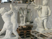 Putten, Reliefs, Vasen und Löwen aus hochfestem Beton