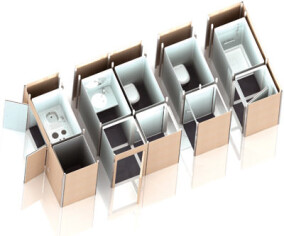 immo-flex kann sanitäre Anlagen in Büroetagen frei und kostengünstig platzieren