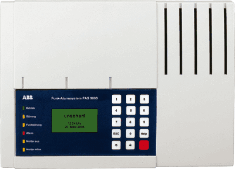 Alarmanlage, Alarmsystem, Funkalarmsystem, Alarmanlagen, Alarmsysteme, Funk-Alarmanlage, ABB Stotz-Kontakt, Funk-Alarmzentrale, EIB/KNX-Schnittstelle, Gebäudesystemsteuerung, EIB-Anlage, Scharfschalt-Einrichtung, Signalgeber, Gebäudebus, Gebäudesystemtechnik, Gebäudeleittechnik, FAS-Funkrosette