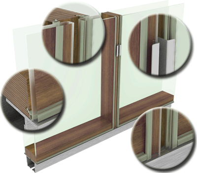 Strähle-Trennwandsystem, Pfosten-Riegel-Konstruktion, Holz, Glas, flächenbündige Verglasung, Trennwand, System T, flächenbündig