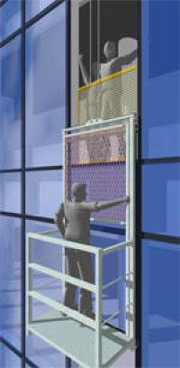 Elementfassade mit Wartungs- und Evakuierungseinheit