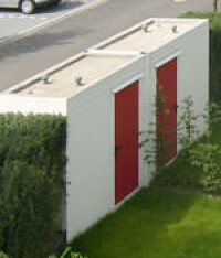 Beton-Gartenhäuser und -Garagen im Bauhaus-Ambiente