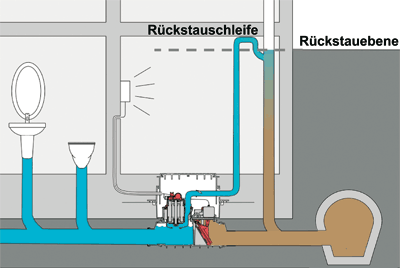 Rückstauschutz: Ecolift Abwasserhebeanlage, die dank Bypass nur bei Rückstau pumpt