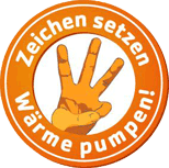 Logo der Kampagne  „Zeichen setzen - Wärme pumpen!“ vom Bundesverband Wärmepumpe