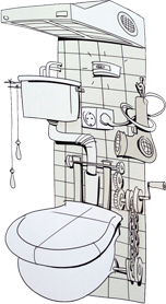 WC-Technik Karikatur