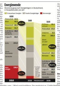Erneuerbare Energien deckten 2010 rund 17% des deutschen Stromverbrauchs
