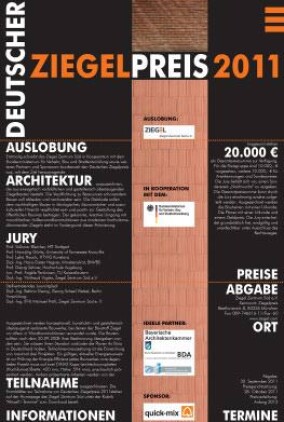 Deutscher Ziegelpreis 2011: 1 Hauptpreis, 2 Nachwuchspreise, 6 Anerkennungen
