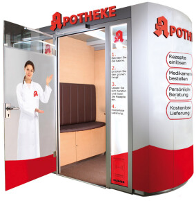 4-Quadratmeter-Apotheke mit barrierefreiem Zugang