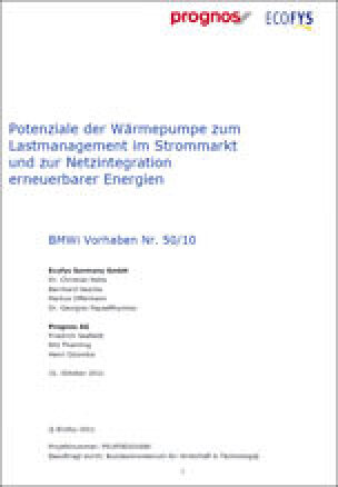 Potenzialen der Wärmepumpe zum Lastmanagement im Strommarkt und zur Netzintegration erneuerbarer Energien