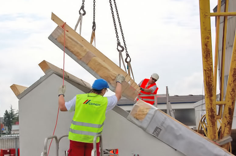 Cemex-Elementdach als Holz-Beton-Verbundkonstruktion