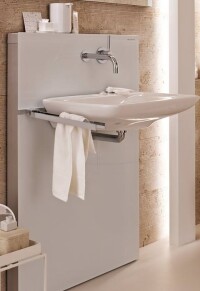 Neues Monolith-Installationselement: Waschtischmodul und Badmöbel in einem