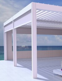 Camargue und Algarve: Terrassenüberdachung aus drehbaren Aluminium-Lamellen