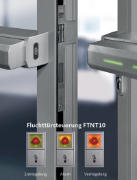 BKS-Fluchttürsicherung mit elektrisch verriegelter Touch Bar, Panikschloss und Bereichsüberwachung