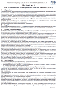 Überarbeitet: „Sichtbetonflächen von Fertigteilen aus Beton und Stahlbeton“