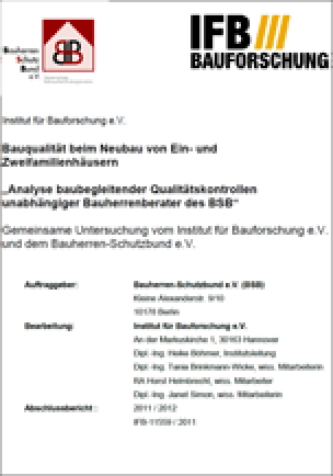 Neue Studie von BSB und IFB zur Bauqualität bei Ein- und Zweifamilienhäusern